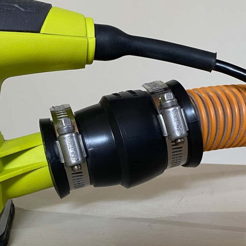 close up image of shop vac hose with adapter