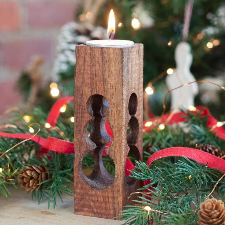 Image for Christmas Cut Out DIY Wooden Candle Holder