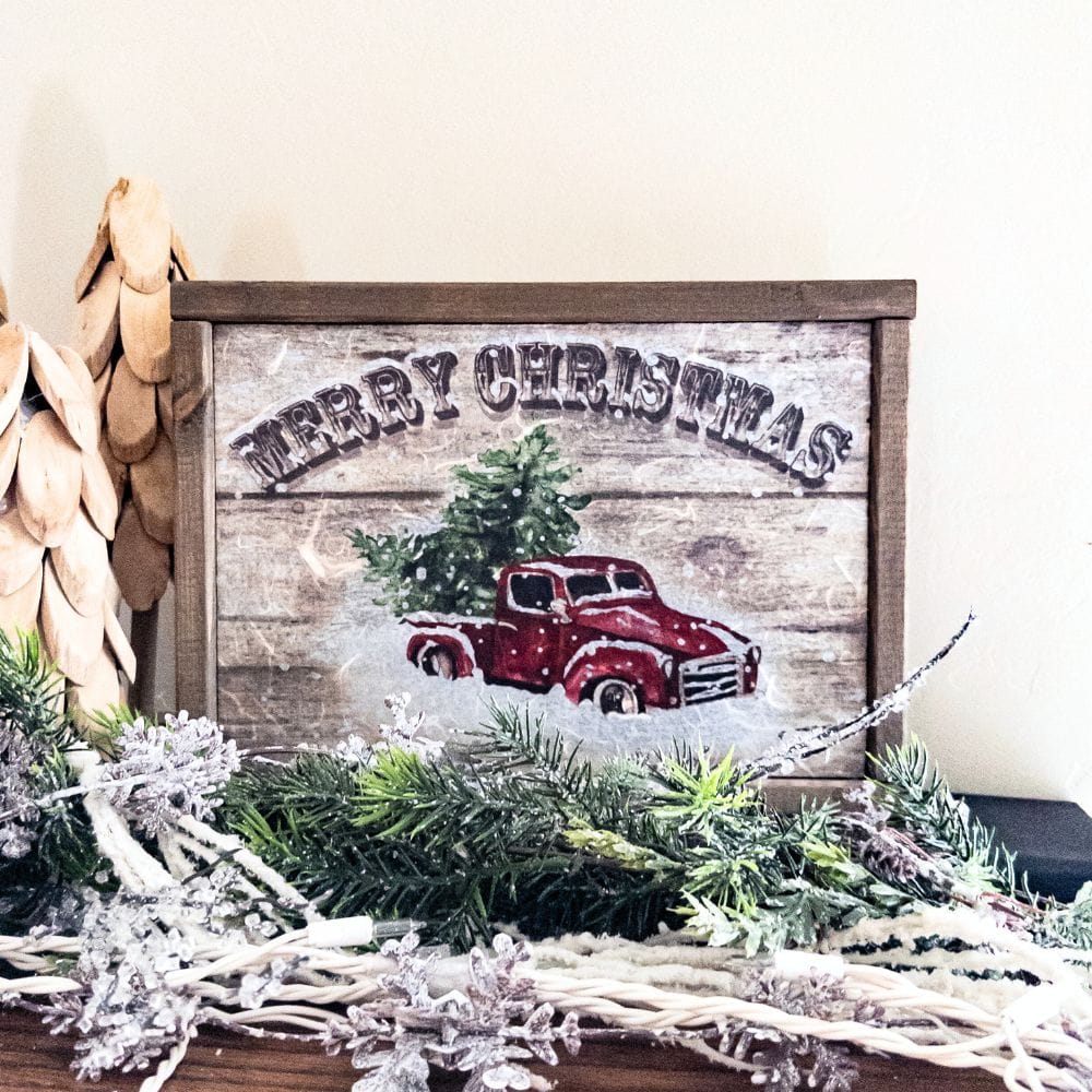 full view photo of Merry Christmas wood sign