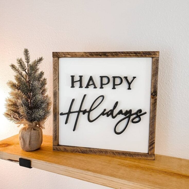 Image for Framed Happy Holidays Sign