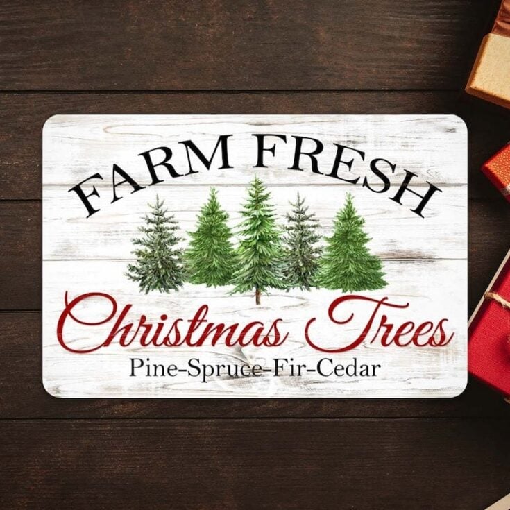 Farm Fresh Christmas Trees Metal Sign