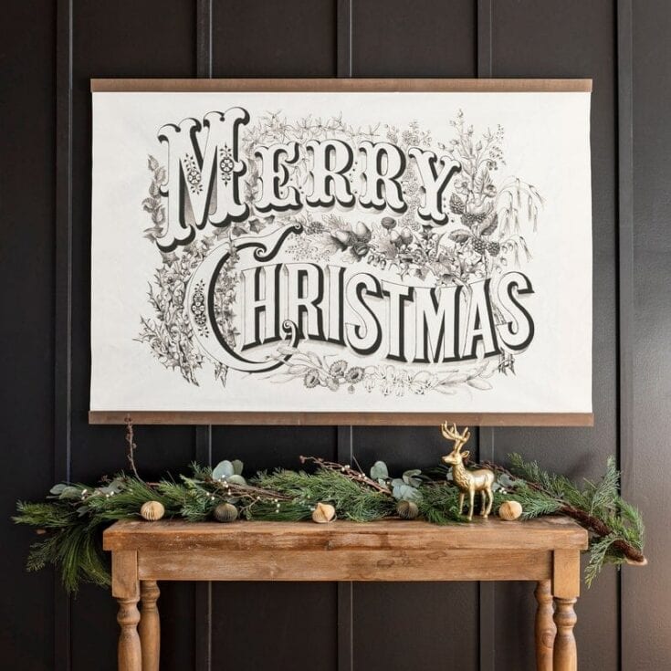 Large Vintage Merry Christmas Sign