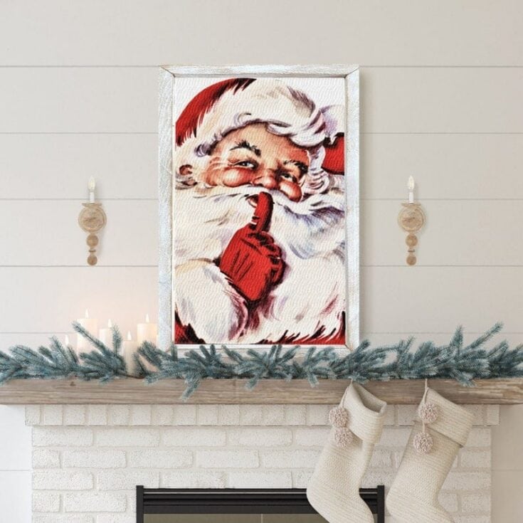 Vintage Santa Farmhouse Christmas Sign
