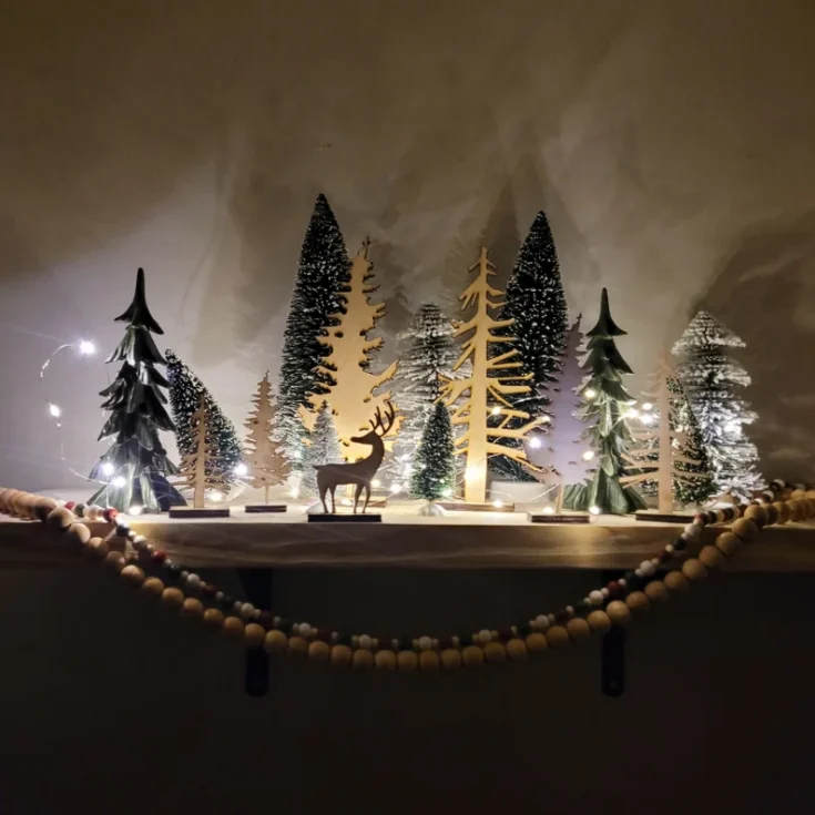 Image for Wood Pine Tree Christmas Mantle Decor