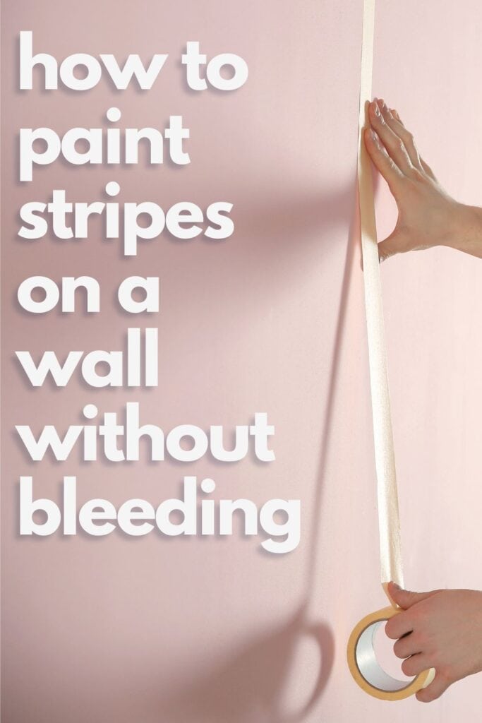 photo of applying painters tape to prevent bleeding with text overlay