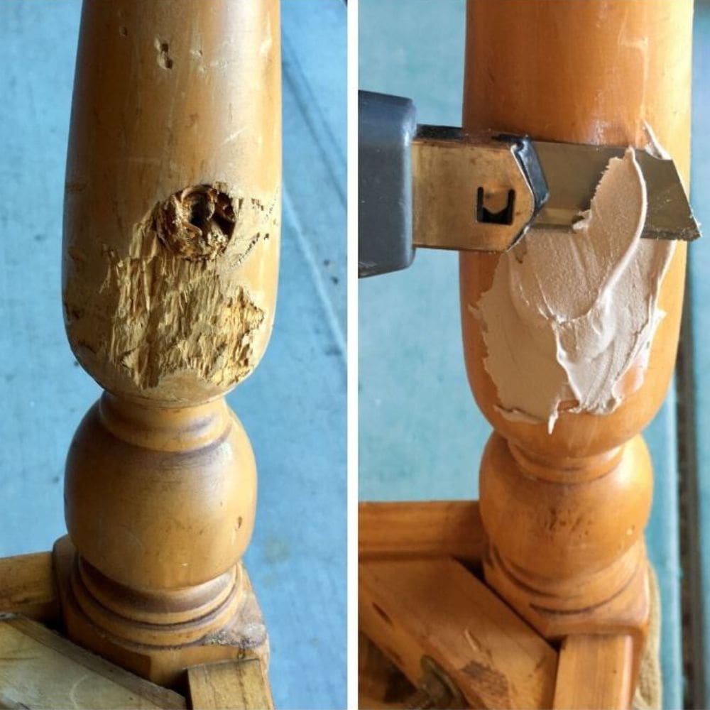 photo of fixing damaged leg of furniture