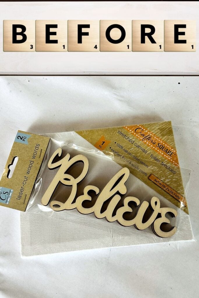 photo of laser cut believe word with text overlay
