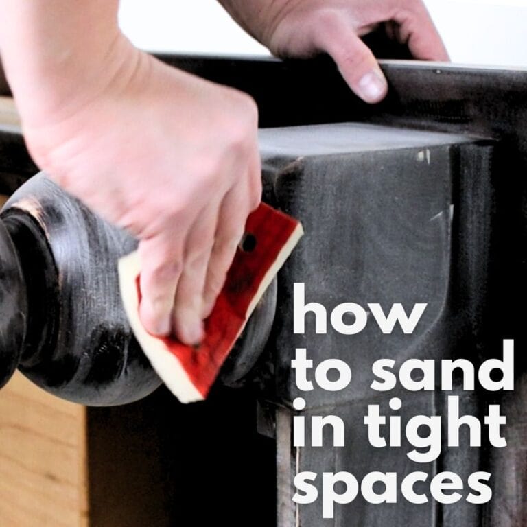 photo of sanding tight spaces with text overlay