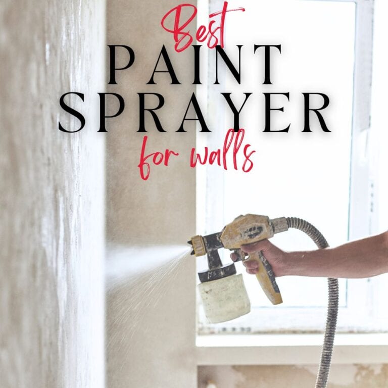 photo of spraying walls using paint sprayer with text overlay