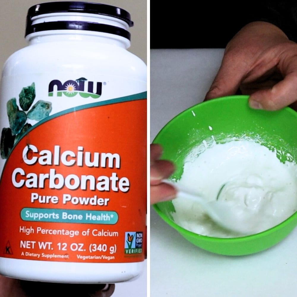 Photo of mixing calcium carbonate with water