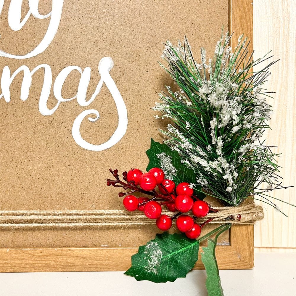 close up view of additional decor of merry christmas wall sign