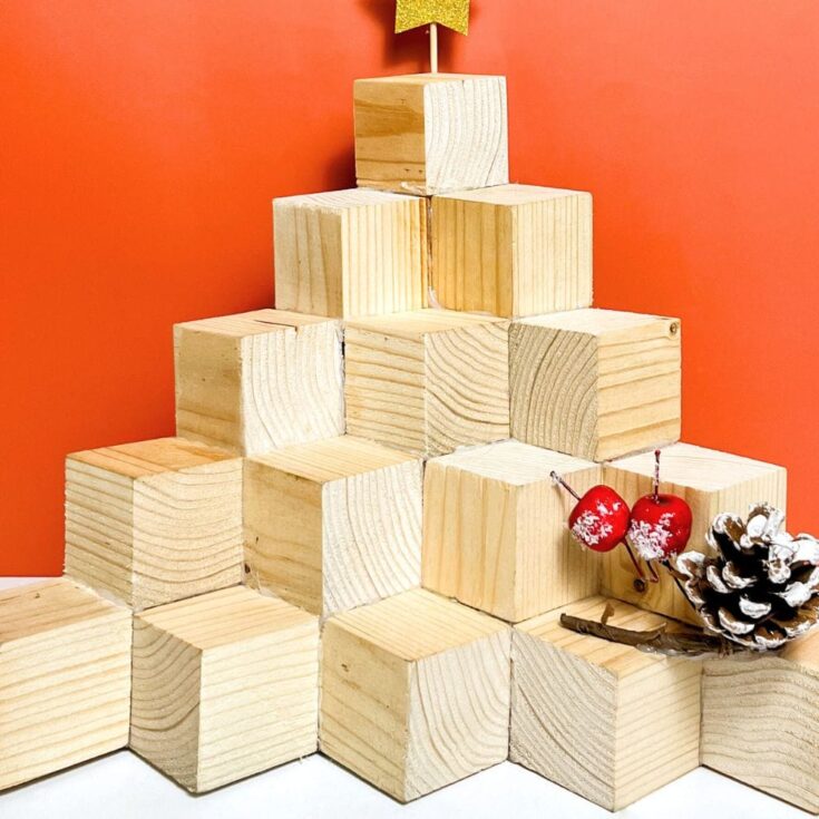 Close up of wooden Christmas tree