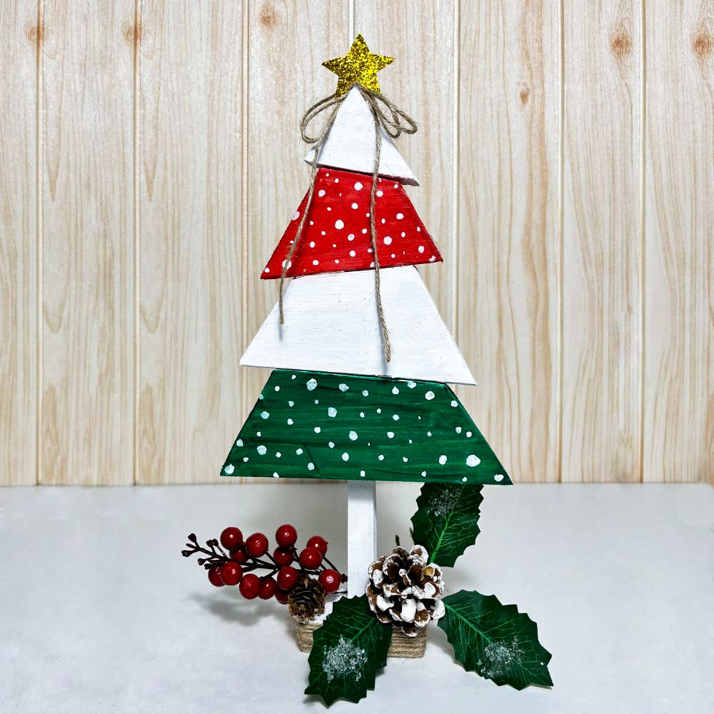 full view photo of wooden Christmas tree 