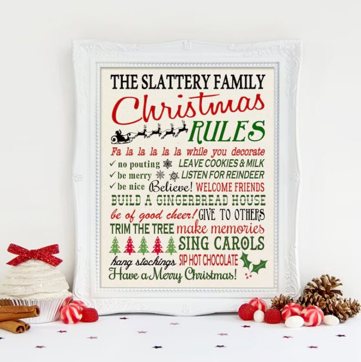 Image for Christmas Family Rules Sign