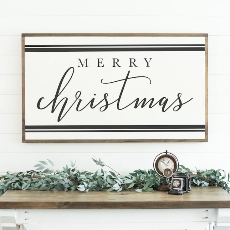 Merry Christmas Framed Wood Sign