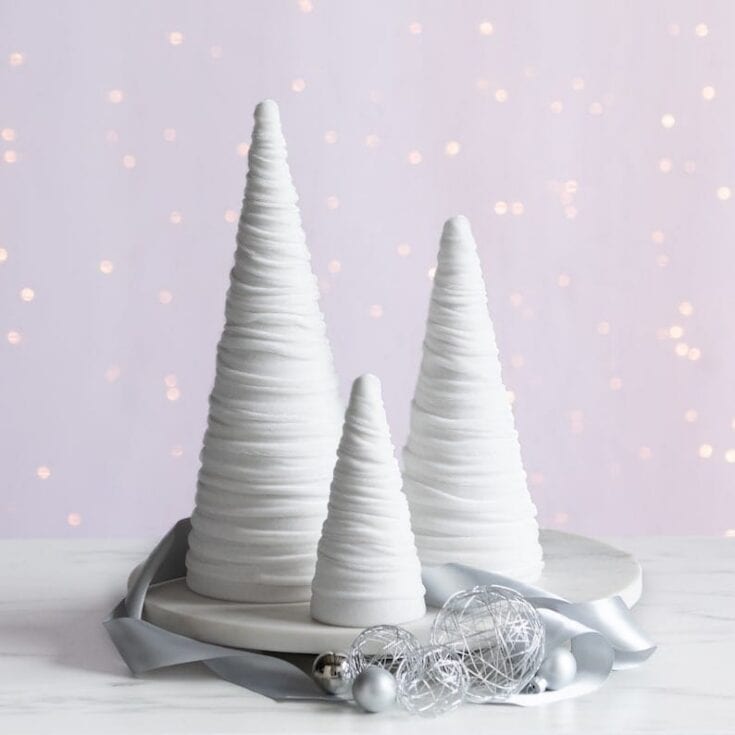 Set of 3 Winter White Velvet Trees