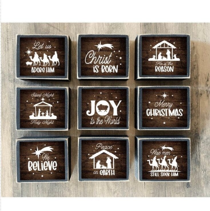 Religious Christmas Block Signs