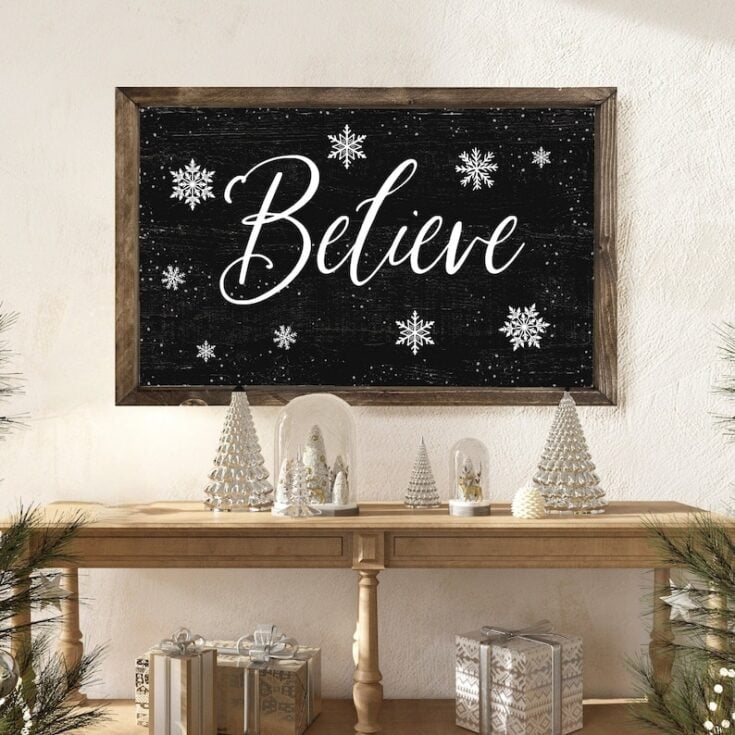 Image for Believe Snowflake Christmas Sign