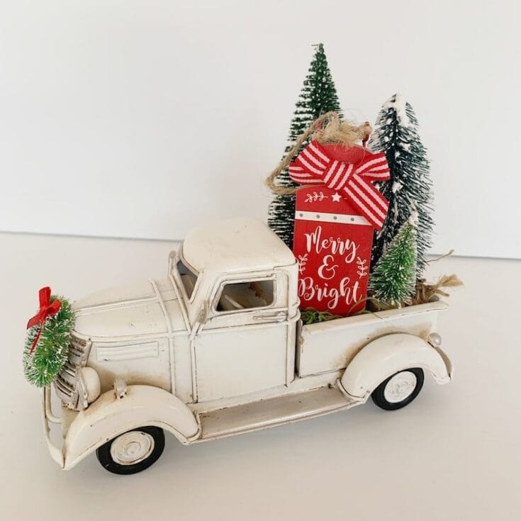 Image for Off-White Christmas Truck Farmhouse Decor