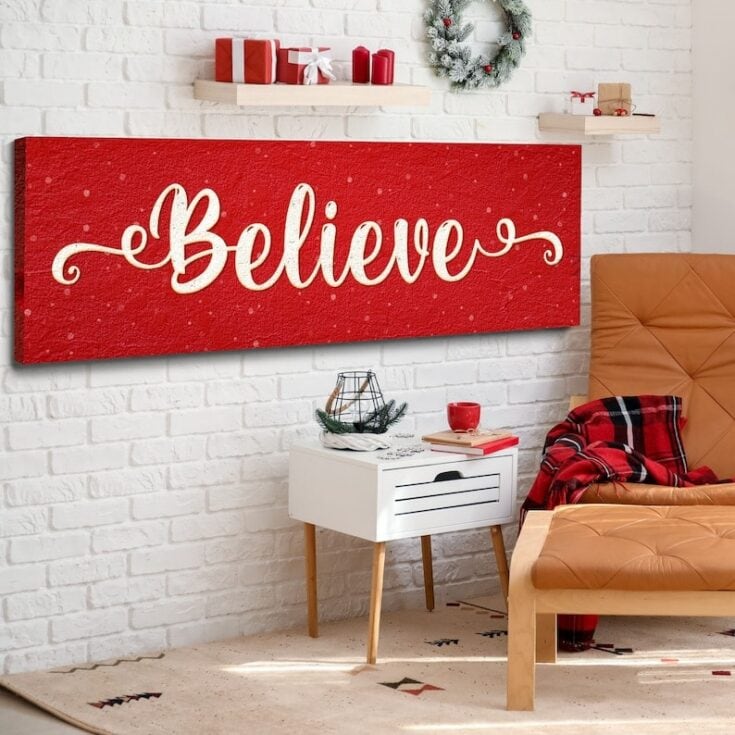 Image for Red Christmas Believe Sign