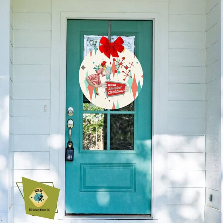 Image for Mid Century Modern Christmas Wood Door Sign