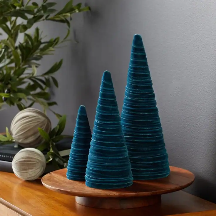 Image for Velvet Cones Set of 3 Teal