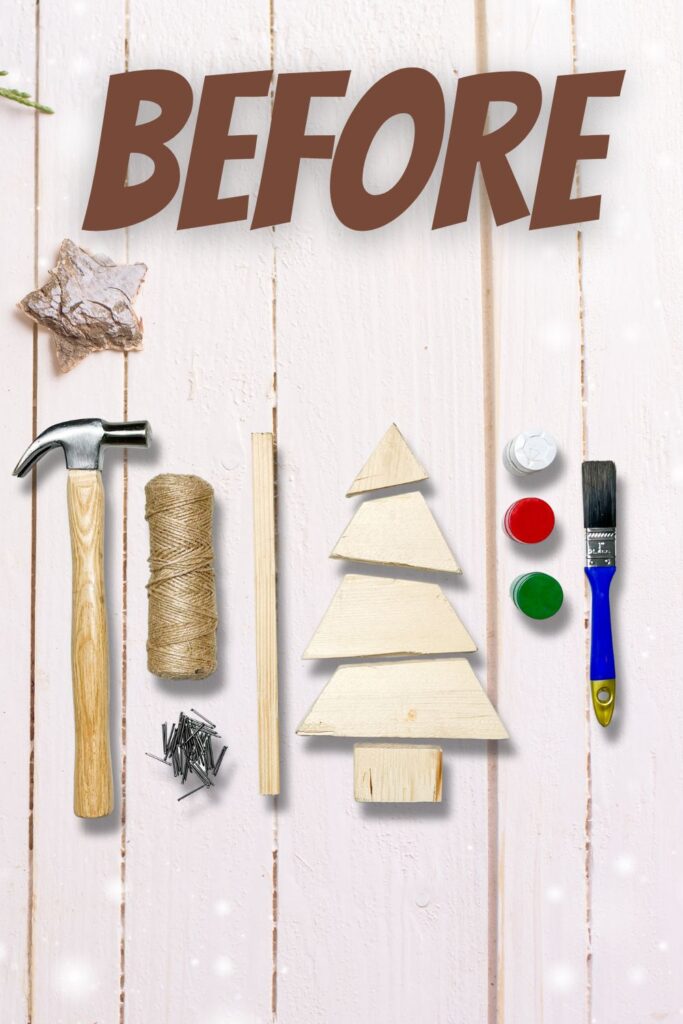 materials to use for creating Homemade Wooden Christmas Tree 
