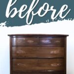 A vintage wooden dresser with scratches