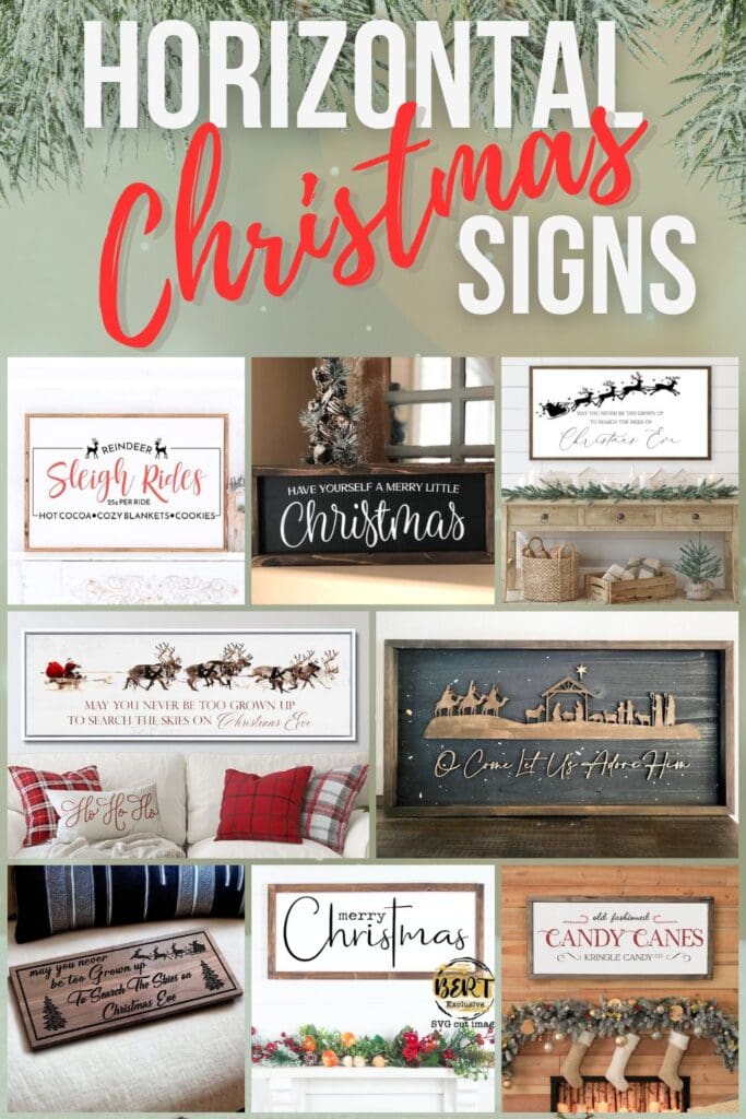 photo collage of Horizontal Christmas Signs with text overlay