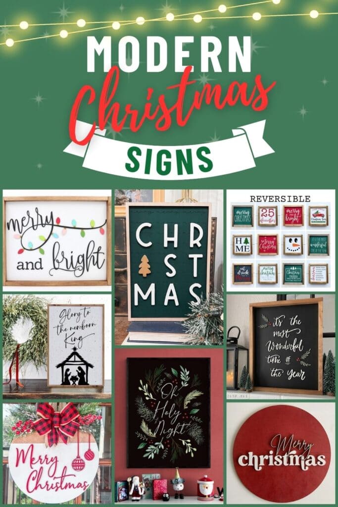 photo collage of modern Christmas signs with text overlay