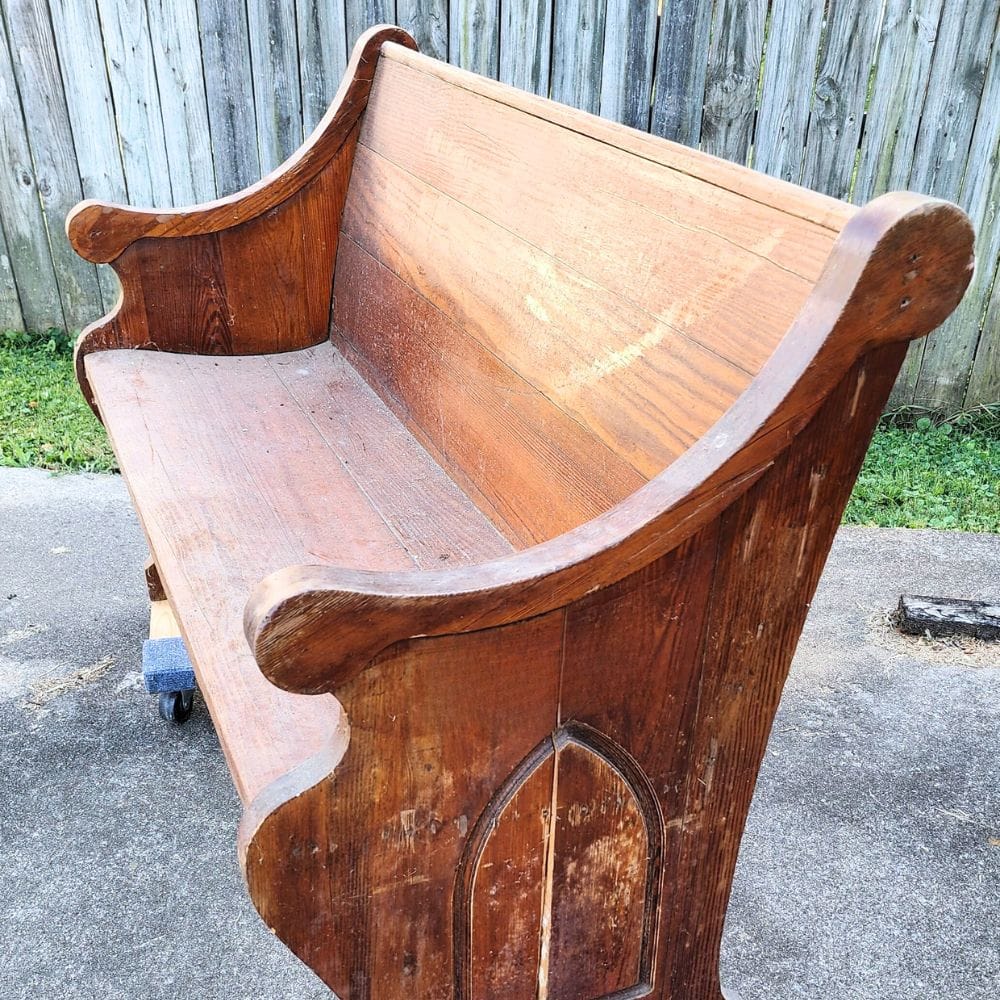 photo of Antique Church Pew before the makeover