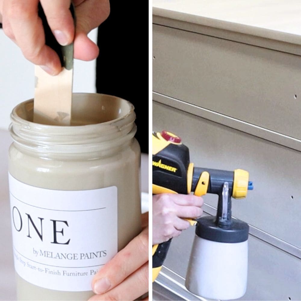 photo of painting a dresser with an all in one paint