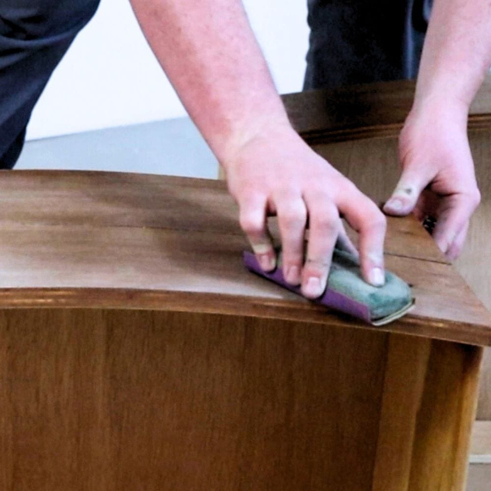 sanding wood furniture before spraying Minwax Polycrylic Protective Finish Spray