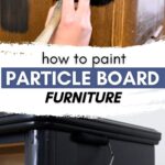 applying black paint on to a particle board side