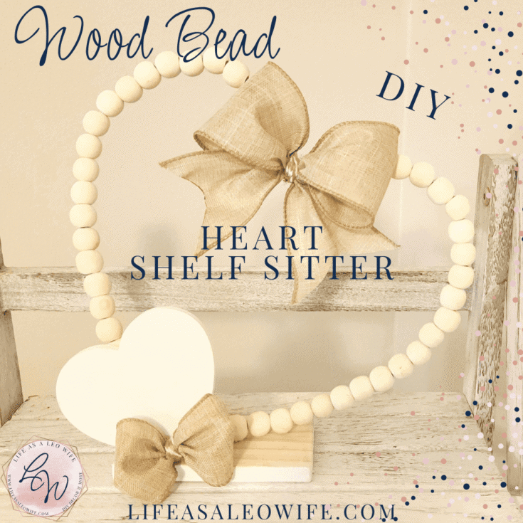 Image for Wood Bead Heart Shelf Sitter