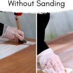 staining wood furniture top with a brush