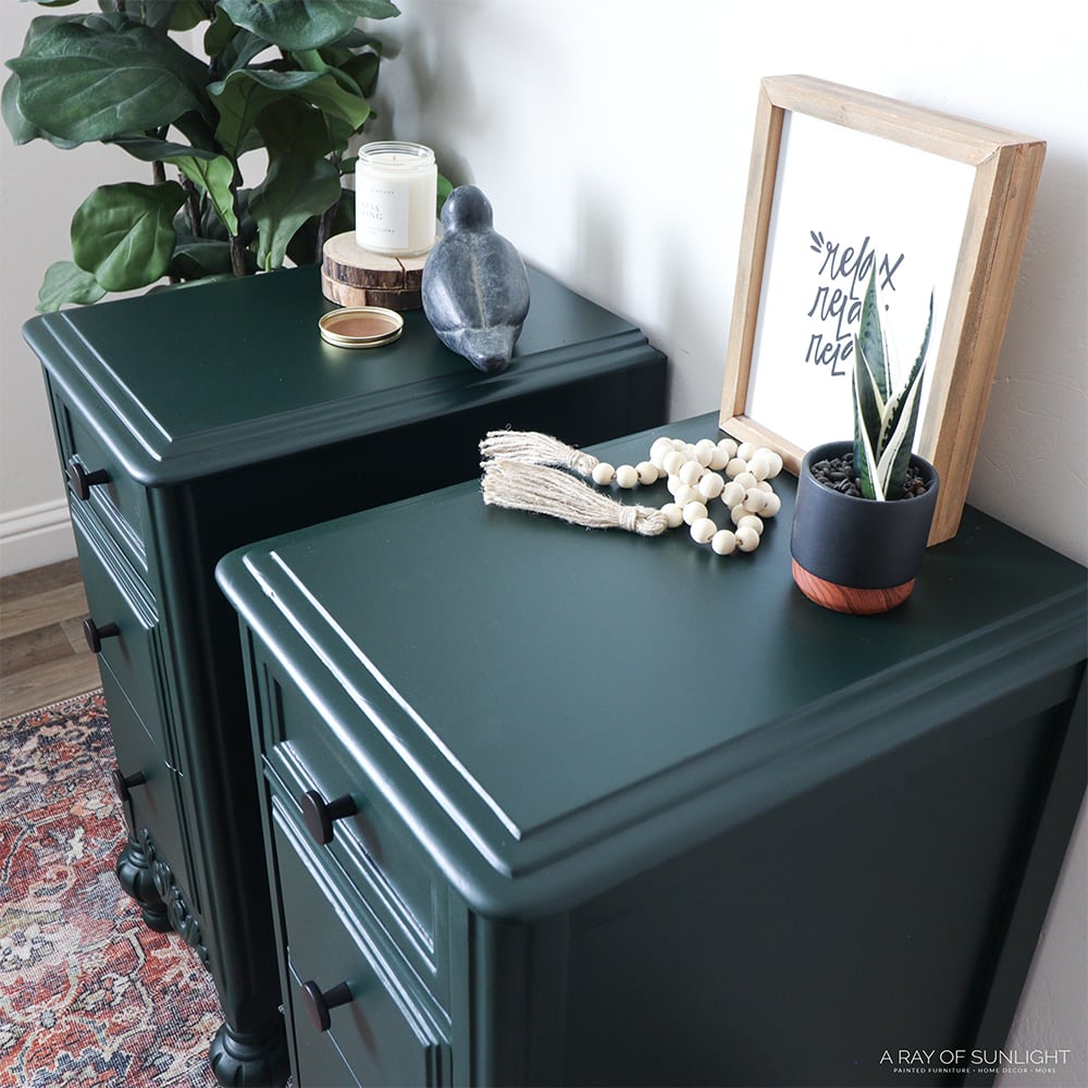 close-up view of nightstands after the makeover