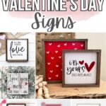 A collage of funny Valentine’s Day signs with humorous and loving quotes in decorative frames.