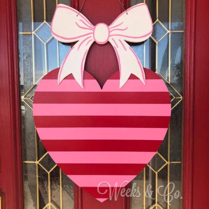 Image for Pink and Red Stripe Heart Valentine Door Hanger