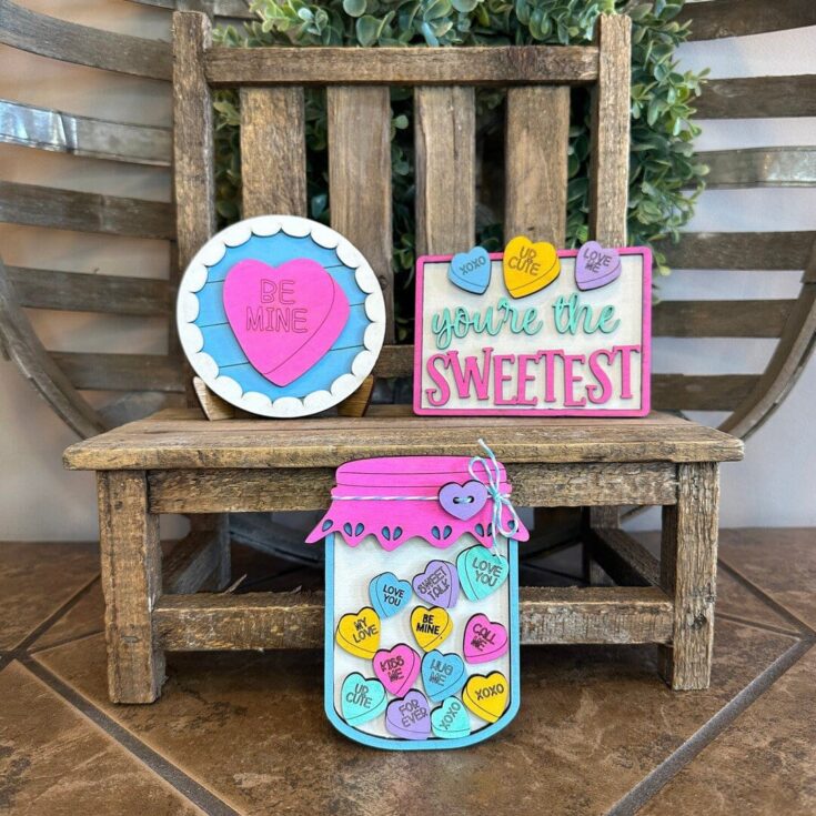 Image for Conversation Hearts Tiered Tray Decor
