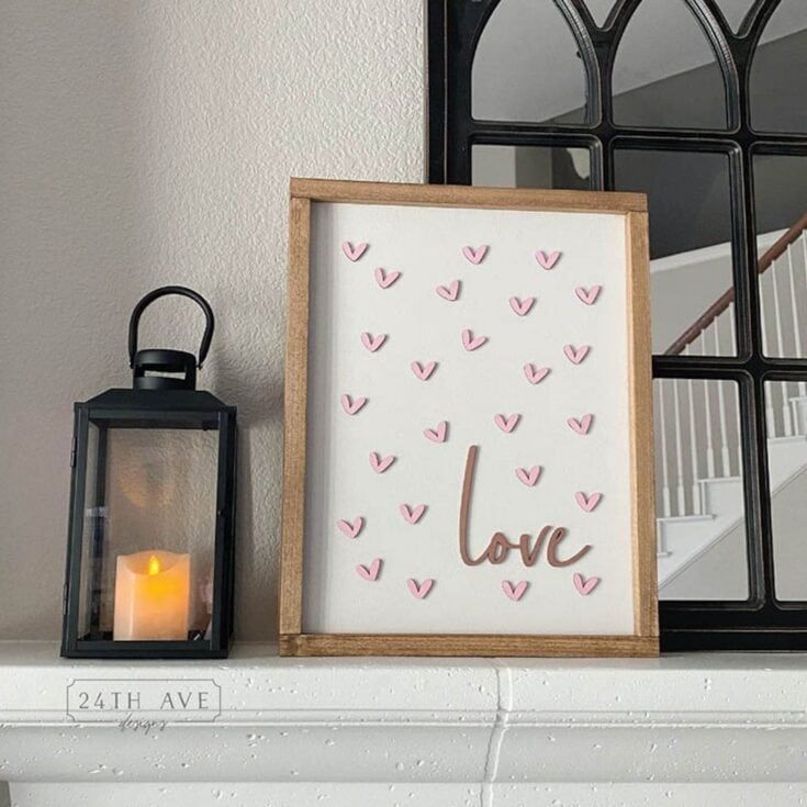 Image for Pink Hearts and Love Sign