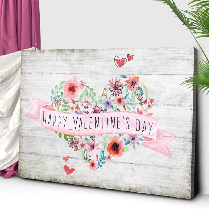 Image for Happy Valentine's Day Floral Heart Sign