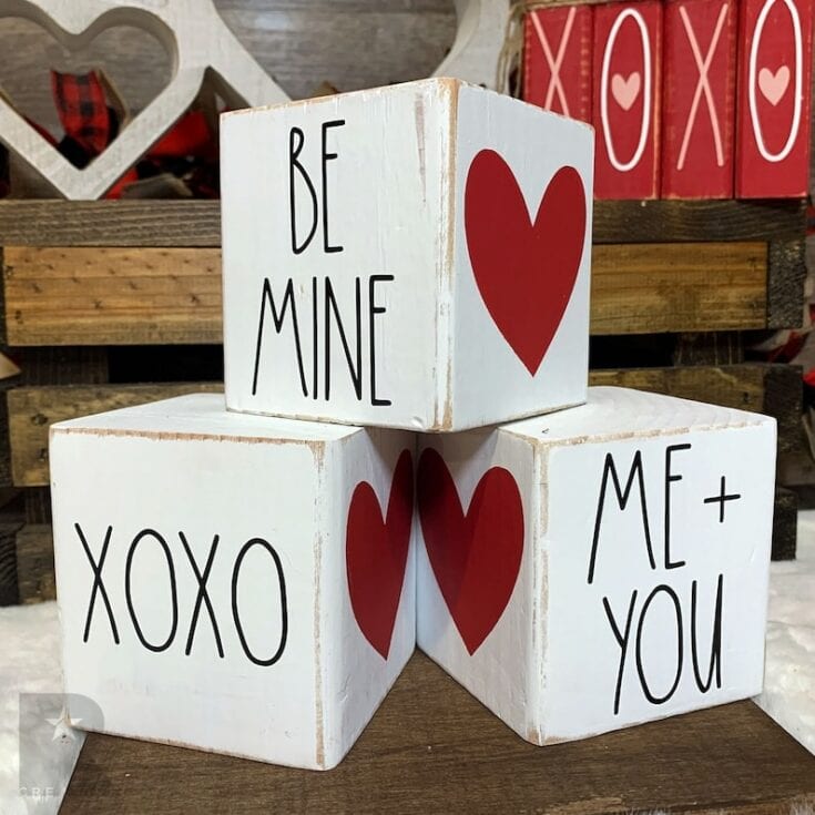 Reclaimed Wood Farmhouse Valentine Blocks