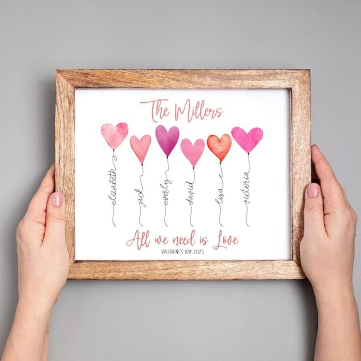 All We Need is Love Family Valentine Name Sign