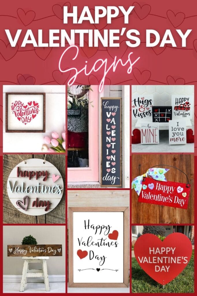 photo collage of Happy Valentines day signs with text overlay
