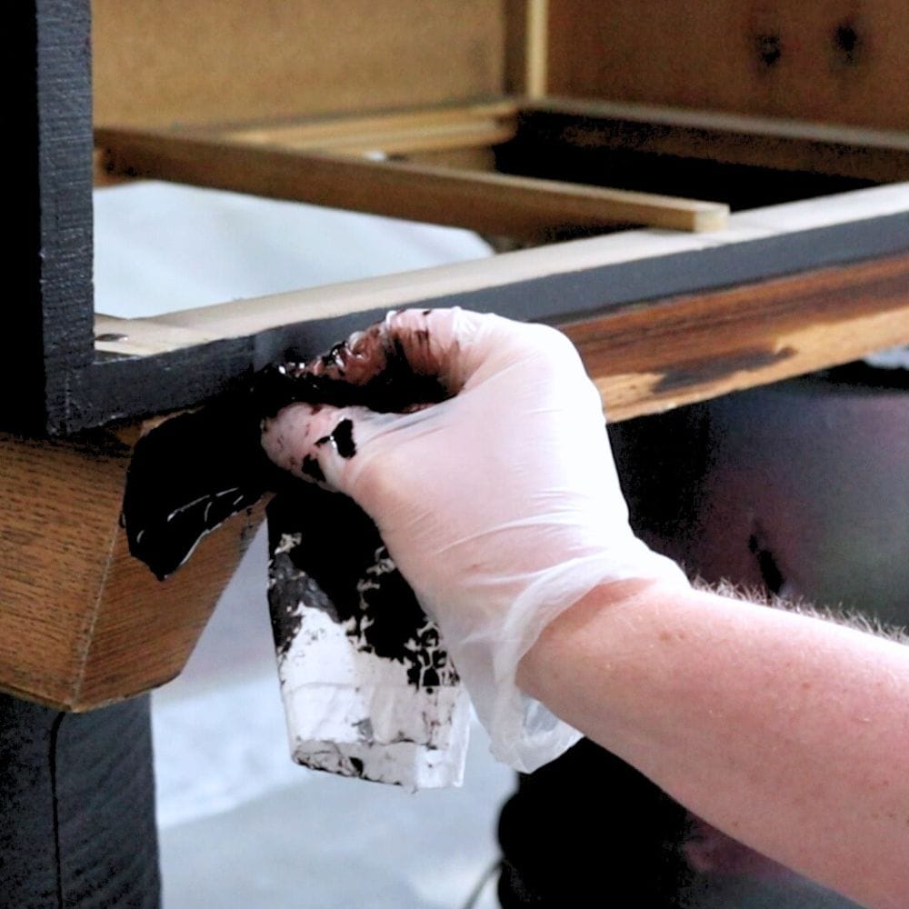 photo of applying gel stain onto furniture