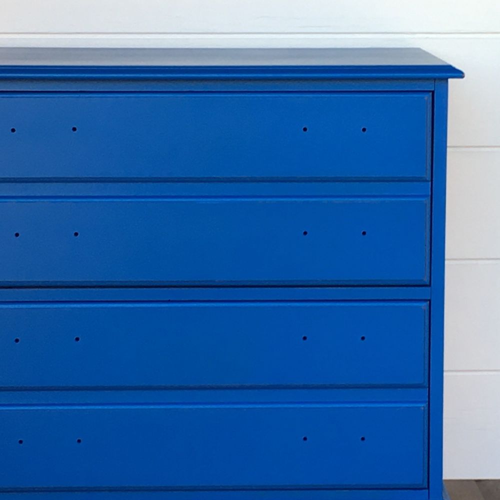 photo of dresser after painting with blue paint