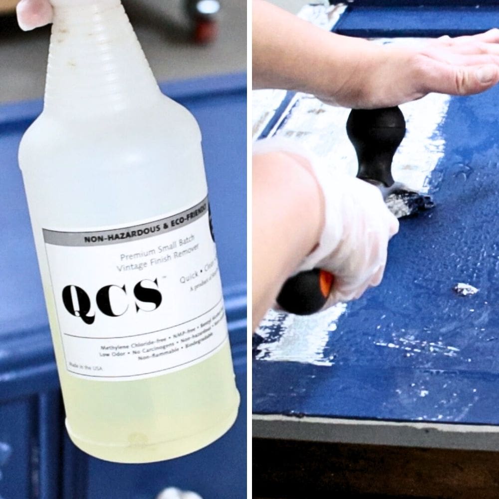 photo of removing paint with QCS Stripwell stripper and carbide scraper