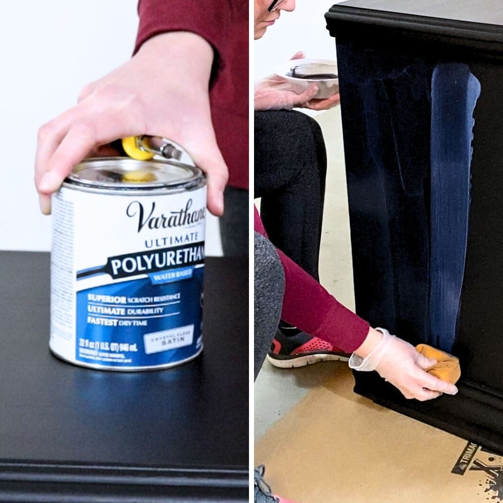 photo of sealing painted veneer with water based polyurethane