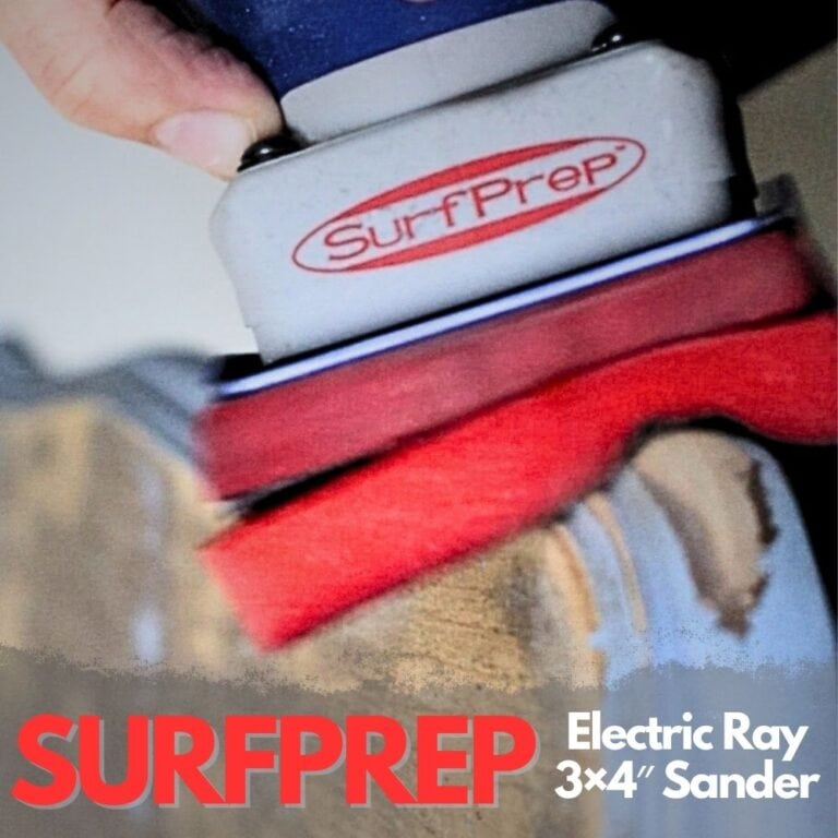 photo of surfprer sander sanding the edges of furniture with text overlay